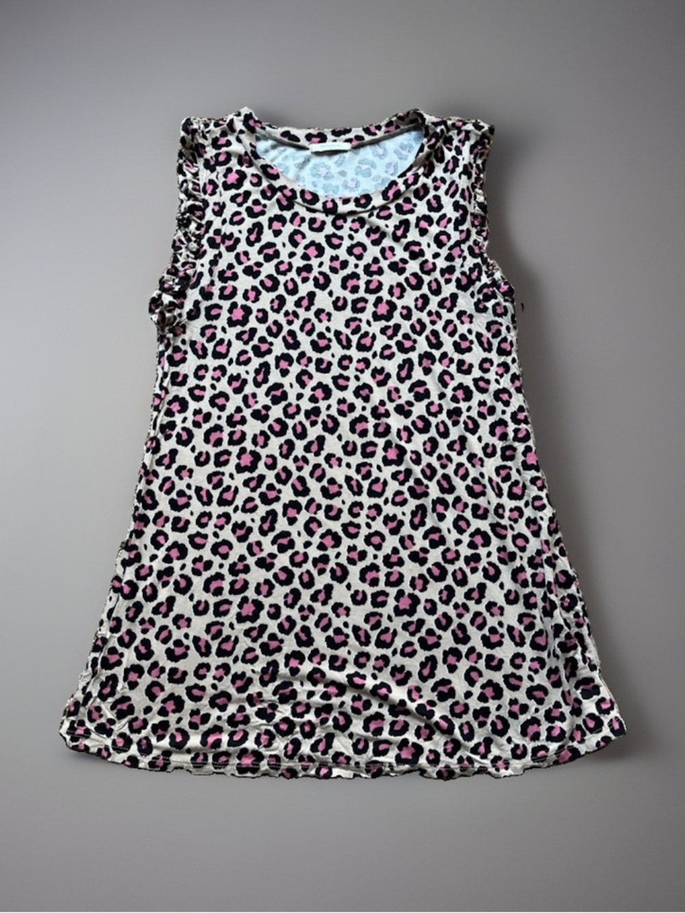 12PM by Mon Ami Pink Leopard Print Ruffle Sleeve Tank Top